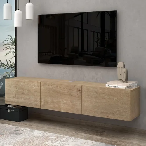Miniatura 11 de Atelier Mobili - Soporte de TV flotante negro de 65 pulgadas, centro de entretenimiento flotante para TV de 80 pulgadas, gabinete de TV negro