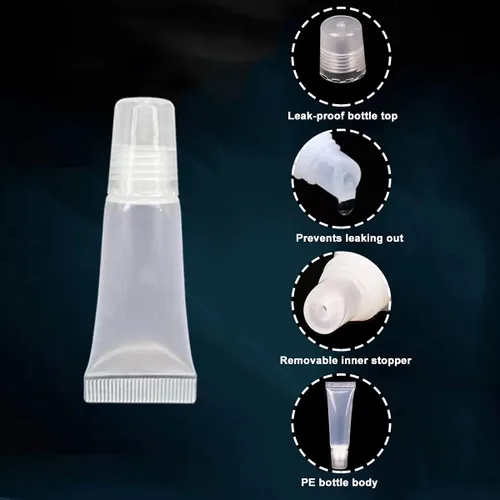Miniatura 3 de 20 tubos vacíos de bálsamo de brillo de labios de 0.2 fl oz, tubos suaves, lindos tubos de apriete, mini recipientes cosméticos para brillo