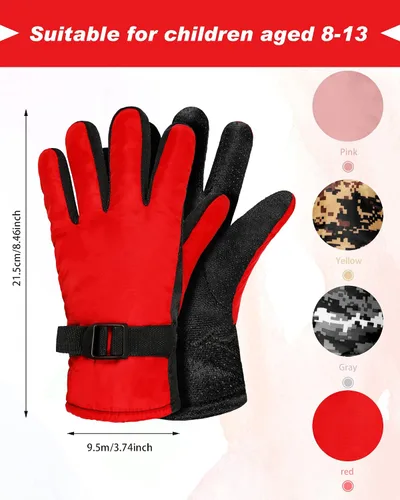 Miniatura 3 de SATINIOR 4 pares de guantes de esquí para niños, guantes impermeables de invierno, guantes de esquí, nieve cálidos, guantes de snowboard unisex