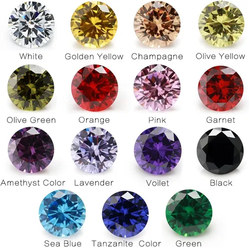 Miniatura 2 de Piedras Redondas Sueltas de Circonia Cúbica 5A Mezcla de 15 Colores Piedra CZ Gema Sintética para Fabricación de Joyería