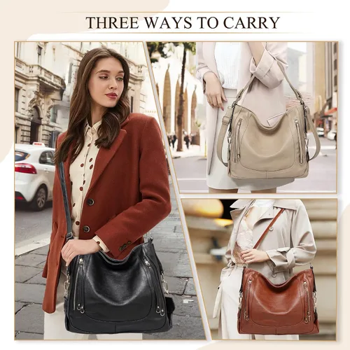 Miniatura 5 de Kasqo - Bolsas de piel grandes para mujer, con correa desmontable
