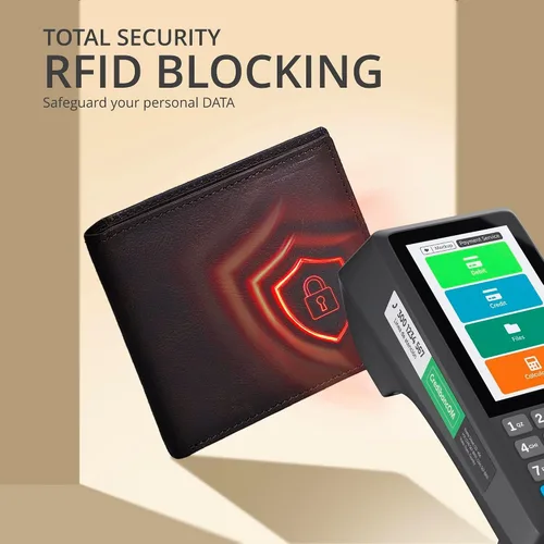 Miniatura 37 de Carteras RFID delgadas para hombres - Cartera de bolsillo frontal de piel genuina