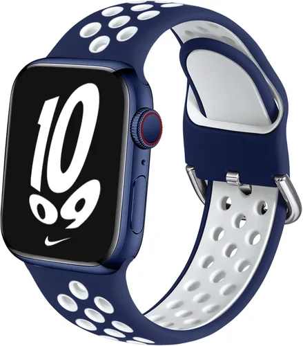 Miniatura 24 de Correa deportiva compatible con Apple Watch 42mm 44mm 45mm 46mm 49mm 38mm 40mm 41mm para mujeres y hombres, correa de repuesto transpirable de Negro
