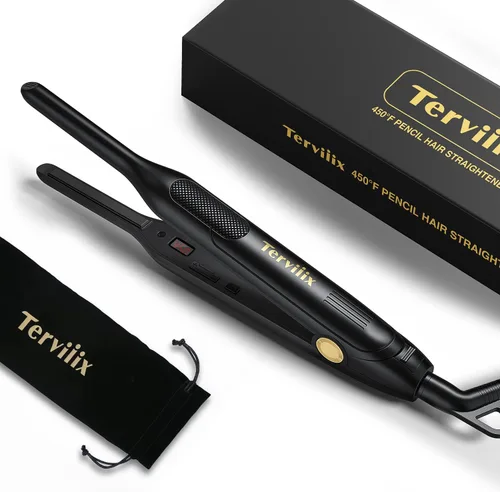 Miniatura 8 de Terviiix Mini plancha plana y alisador de pelo para cabello corto, puntas y corte pixie - plancha de lápiz delgada de 0,79 cm para cabello bebé