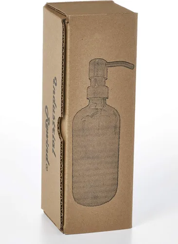 Miniatura 5 de Dispensador de jabón transparente con bomba de jabón o loción de bronce aceitado. El dispensador de vidrio de 8 onzas viene con posavasos