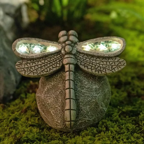 Miniatura 10 de Rezpuao Estatua de jardín de lagarto, decoración solar de lagarto para exteriores, figura de lagartos de resina con luz solar para patio, balcón