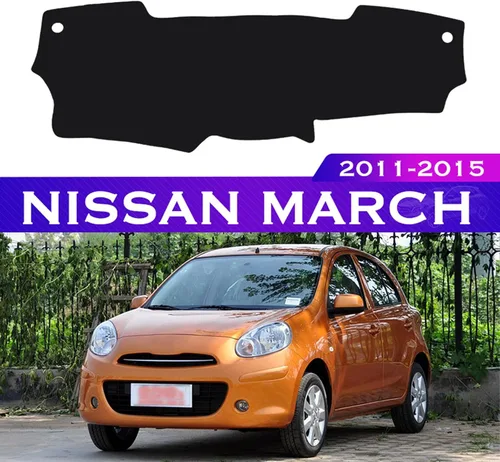 Miniatura 2 de BORATO Cubierta del tablero de instrumentos del coche, para Nissan Micra March K13 2011-2015 Accesorios Cuero Terciopelo Rojo