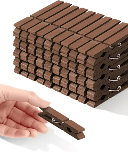 Miniatura 23 de Pinzas para ropa, pinzas de madera de color rosa para juego de baby shower, corona, manualidades, pinzas de agarre fuerte de madera de abedul