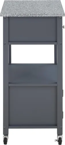 Miniatura 12 de OSP Home Furnishings Fairfax Farmhouse - Carrito de cocina con parte superior de granito, armario de almacenamiento rodante con toallero, estante