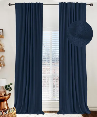Miniatura 14 de 100% Blackout Shield - 2 cortinas opacas de lino, con presillas traseras/bolsillo para cortinero y aislamiento térmico, para el hogar, 50 pulgadas