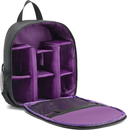 Cámara digital DSLR impermeable, mochila de hombro para mujeres y hombres adolescentes (morado)