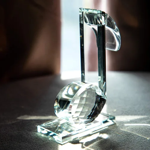Miniatura 4 de QFkris Figurillas de Corchea de Cristal de 5'' de Altura Coleccionables Escultura Musical de Vidrio Estatua para Hogar Piano Guitarra Regalos