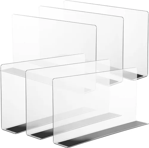 Miniatura 10 de Baluue Paquete de 6 separadores de estantes para estantes de metal, divisor de estante de armario con separador magnético organizador para ropa