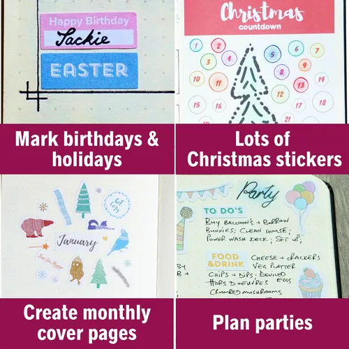 Miniatura 3 de Sunny Streak - Calcomanías para planificador de temporada y días festivos, 16 hojas, bonitas calcomanías personalizadas, suministros divertidos