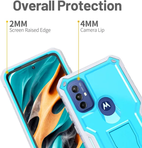 Miniatura 2 de FITO Funda para Moto G Play 2023, doble capa a prueba de golpes resistente para teléfono Motorola G Play 2023 con protector de pantalla, soporte Azul