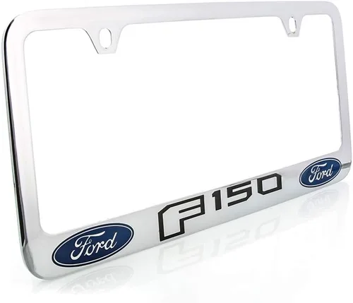 Miniatura 12 de Ford F 150 - Marco de matrícula grabado con tapa de metal de zinc con revestimiento negro, 4 agujeros