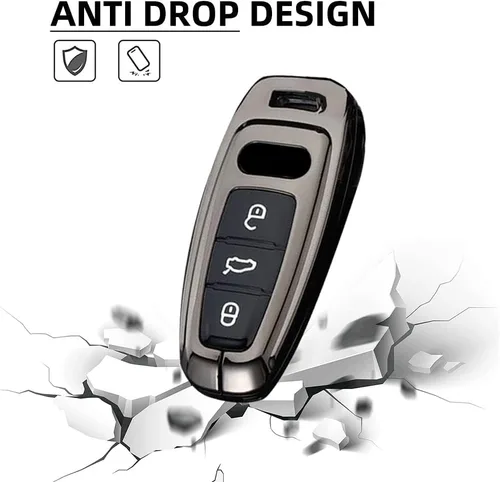 Miniatura 5 de SANRILY Funda para llave Audi con llavero, negro, gris (Gray-Black)