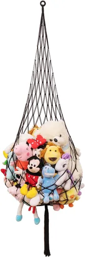 Novela red de animales de peluche o hamaca para colgar en el techo de 6.5 pies, solo un gancho. Conveniente para esquinas, paredes y red colgante de