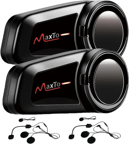 Miniatura 8 de MAXTO Auriculares Bluetooth M2 para motocicleta, casco de motocicleta Bluetooth 5.0, 6 vías 3280 pies, sistema de comunicación de intercomunicación