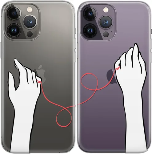 Fundas a juego para parejas compatibles con iPhone 15 14 13 Pro Max 12 Mini 11 Xs 6s 8 Plus 7 Xr 10 SE X 5 Lindas nuevas manos rojas Cadena del Hilo