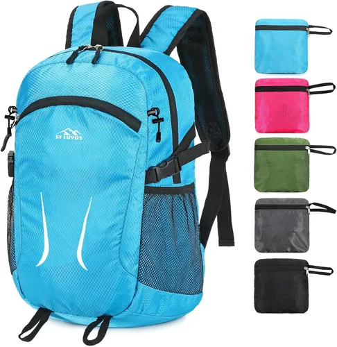 Miniatura 10 de Mochila de senderismo pequeña de 35 litros de largo, ligera, plegable, resistente al agua, para mujeres y hombres, campamento (gris)