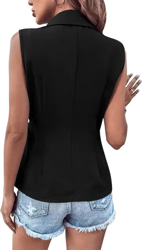 Miniatura 2 de Verdusa Chaqueta tipo blazer asimétrica sin mangas con lazo lateral para mujer