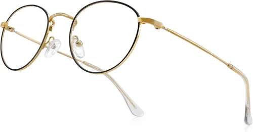 Miniatura 12 de Lentes de lectura redondos de metal pequeños para mujeres y hombres, clásicos, vintage, retro, bloqueo de luz azul, lectores de computadora Marrón