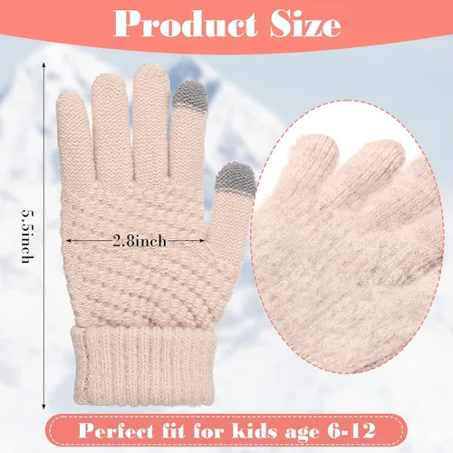 Miniatura 2 de 4 pares de guantes de punto para pantalla táctil de invierno para niños