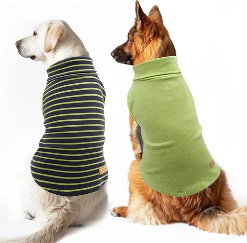 Miniatura 23 de KYEESE Paquete de 2 suéteres para perro, sudadera elástica para perros, ropa suave para mascotas, abrigos cálidos para perros, cuello alto, suéteres
