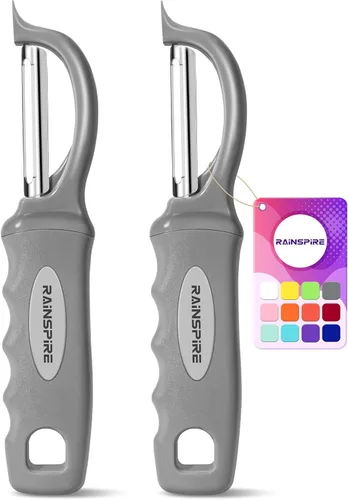 Miniatura 17 de Rainspire Pelador de verduras, pelador de patatas para cocina, cuchillas afiladas de acero inoxidable, mango cómodo, pelador de frutas, pelador