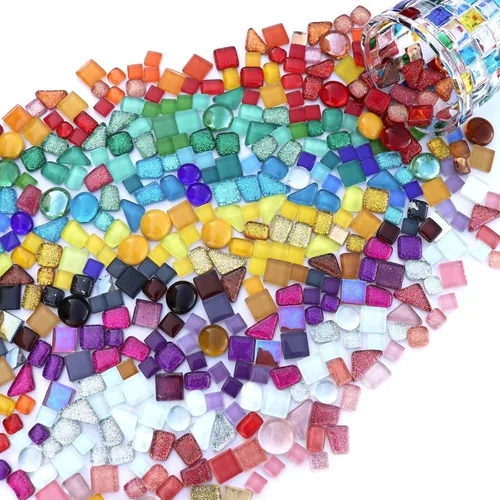 Miniatura 6 de LITMIND 1.1LB Azulejos de Mosaico de Cristal Irregular de Colores Surtidos - Perfectos para Manualidades Artísticas, Proyectos de Creación de Mezcla