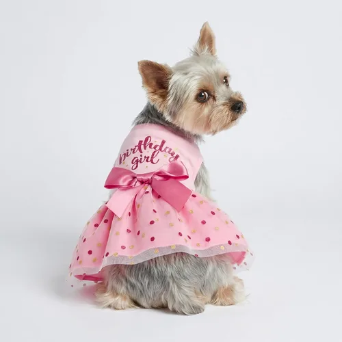 Miniatura 4 de Vestido de Tul para Perros Fitwarm Cumpleaños Niña, Ropa para Perros Pequeños Niña, Ropa para Gatos, Rosa, Pequeño
