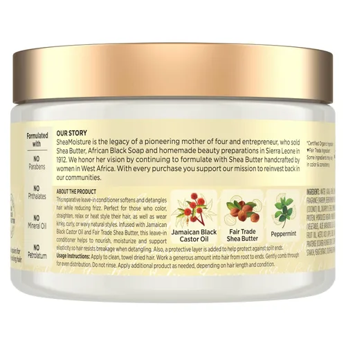 Miniatura 2 de SheaMoisture Aceite de Ricino Negro Jamaiquino, Acondicionador Fortalecedor y Restaurador Sin Enjuague, 11.5 fl oz (340 ml)