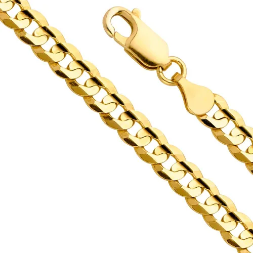 Miniatura 5 de Collar de cadena cóncava cubana cubana de 14 quilates, amarillo/blanco/oro de dos tonos, 0.551 in, 0.472 in, 0.374 in, 0.315 in, 0.276 in, 0.236 in