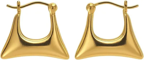 Miniatura 37 de Gempires - Aretes ligeros y gruesos, delicados y minimalistas, hipoalergénicos, chapados en oro, sin deslustre, diseño clásico, para uso diario