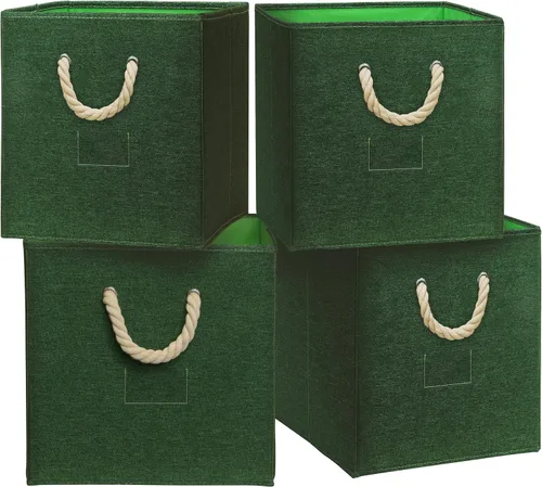 Miniatura 17 de SIMPLE HOUSEWARE Cubo de almacenamiento de 13 pulgadas con asas trenzadas, paquete de 3, color beige