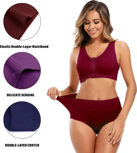 Miniatura 3 de Molasus - Ropa interior de algodón para mujer, cintura alta, cobertura total, tallas regulares y grandes