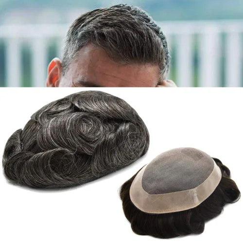Miniatura 60 de Toupee cabello humano fino mono revestimiento de poliéster alrededor de la postizo duradero NPU monofilamento sistema de reemplazo de cabello