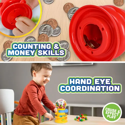 Miniatura 5 de Máquina de chicles Toymendous para niños con chicles - Dispensador de mini dulces de goma de mascar Alhóndiga para niños - Reciba colores rojo