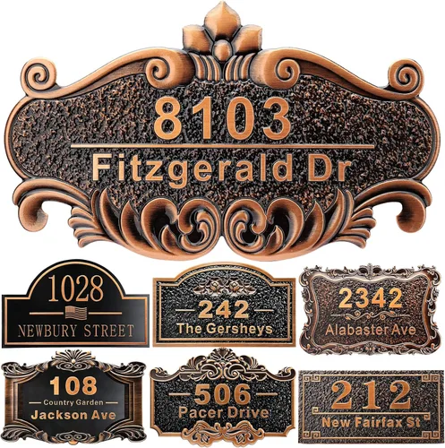 Miniatura 27 de Placa personalizada de dirección de casa de 12 pulgadas, números fundidos para exteriores, placa de señal de dirección personalizada con nombre