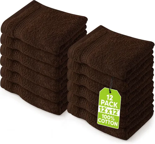 Miniatura 6 de Utopia Towels Juego de 12 toallas pequeñas (12 x 12 pulgadas), 100% algodón hilado en anillo, altamente absorbentes y suaves al tacto, esenciales
