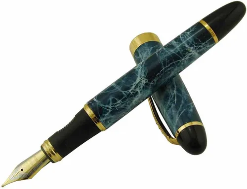 Miniatura 4 de Jinhao X450 - Pluma estilográfica de color cielo azul, diseño clásico, punta mediana con bolsa para bolígrafo y juego de convertidor de recarga