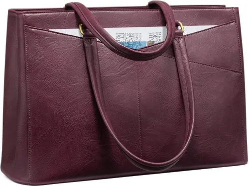 Miniatura 21 de LOVEVOOK Bolsa para laptop para mujeres, bolsa de mano para laptop de 15.6 pulgadas para mujeres, bolsas de mano de trabajo de cuero vintage