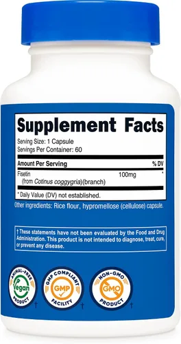 Miniatura 5 de Nutricost Fisetin Cápsulas de 100 mg, 60 cápsulas – Antioxidante de polifenol natural – Sin OMG, sin gluten y suplemento vegano