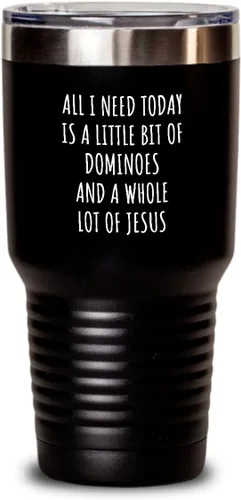 Miniatura 7 de Vaso de dominó divertido regalo cristiano católico, All I Need is Whole Lot Of Jesus Hobby Lover Presente Cita Mordaza Taza aislada con tapa
