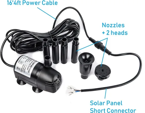 Miniatura 2 de Bomba de agua sumergible sin escobillas de 12V-24V DC 196 GPH para fuente solar hidroponía y acuaponía