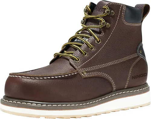 HISEA NINGO Botas de trabajo para hombre, botas de acero y punta suave, 6 pulgadas, resistentes al agua, antideslizantes, zapatos de trabajo