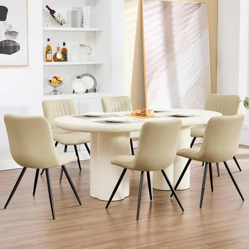 Miniatura 60 de Sillas de comedor, modernas sillas de comedor con cojines gruesos, sillas tapizadas de piel sintética para cocina, comedor con patas de metal