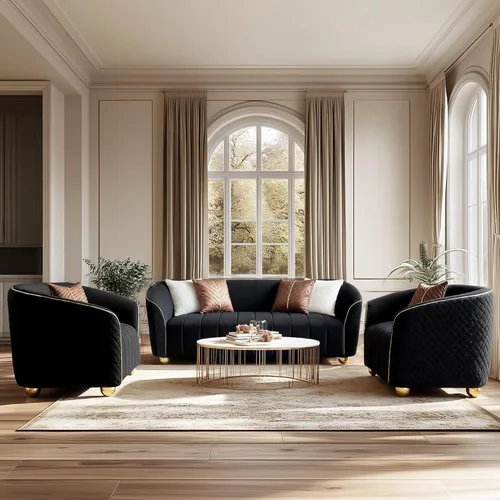 Miniatura 20 de Silla decorativa de 46 pulgadas de ancho para sala de estar, sofá individual de gran tamaño con marco de madera maciza y cojín de terciopelo