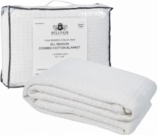 Miniatura 12 de HILLFAIR Manta 100% algodón peinado, manta de cama Twin XL, suave, acogedora, cálida, mantas multipropósito para decoración del hogar de lujo, 66 x